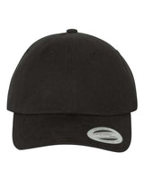 Yupoong 6245PT Adult Peached Cotton Twill Dad Cap #color_BLACK