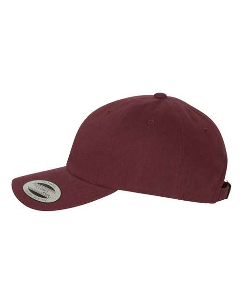 Yupoong 6245PT Adult Peached Cotton Twill Dad Cap #color_MAROON