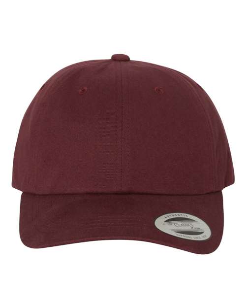 Yupoong 6245PT Adult Peached Cotton Twill Dad Cap #color_MAROON
