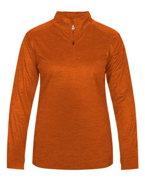 Badger 4173 Women’s Tonal Blend Quarter-Zip Pullover #color_Burnt Orange Tonal Blend