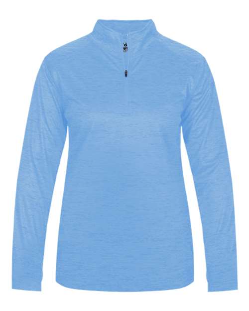 Badger 4173 Women’s Tonal Blend Quarter-Zip Pullover #color_Columbia Blue Tonal Blend
