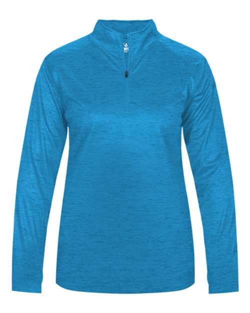 Badger 4173 Women’s Tonal Blend Quarter-Zip Pullover #color_Electric Blue Tonal Blend