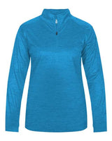 Badger 4173 Women’s Tonal Blend Quarter-Zip Pullover #color_Electric Blue Tonal Blend