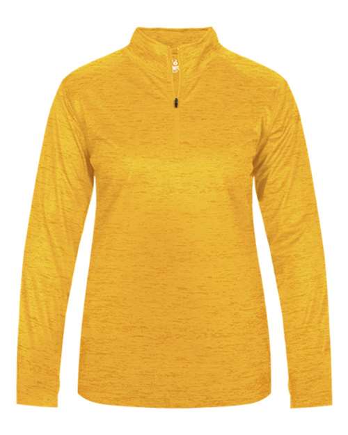 Badger 4173 Women’s Tonal Blend Quarter-Zip Pullover #color_Gold Tonal Blend