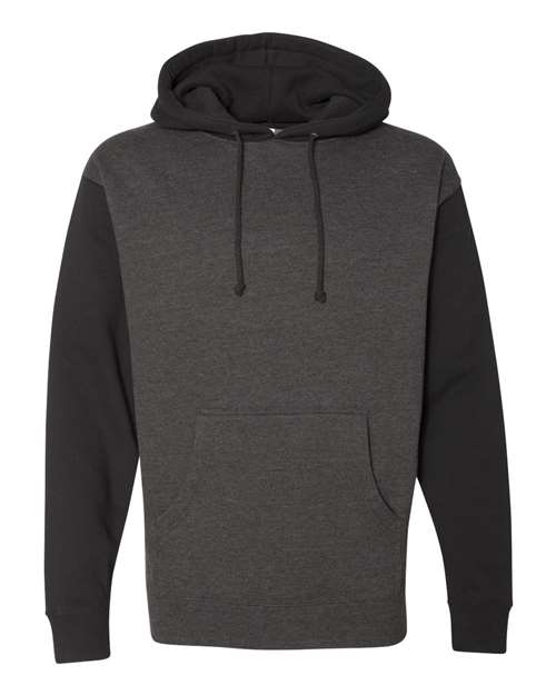 Independent Trading Co. IND4000 Heavyweight Hooded Sweatshirt #color_Charcoal Heather/ Black