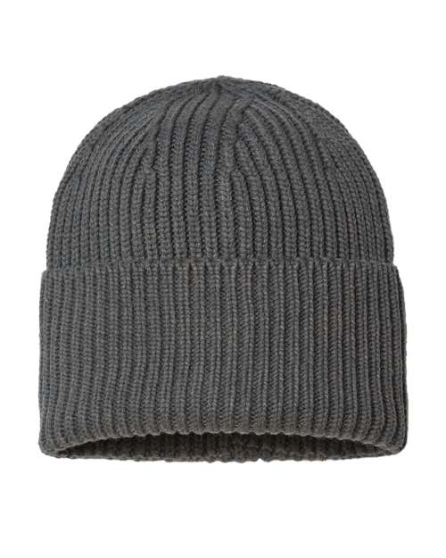 Atlantis Headwear OAK Sustainable Chunky Rib Cuffed Beanie #color_Dark Grey