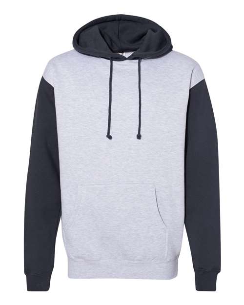 Independent Trading Co. IND4000 Heavyweight Hooded Sweatshirt #color_Grey Heather/ Slate Blue