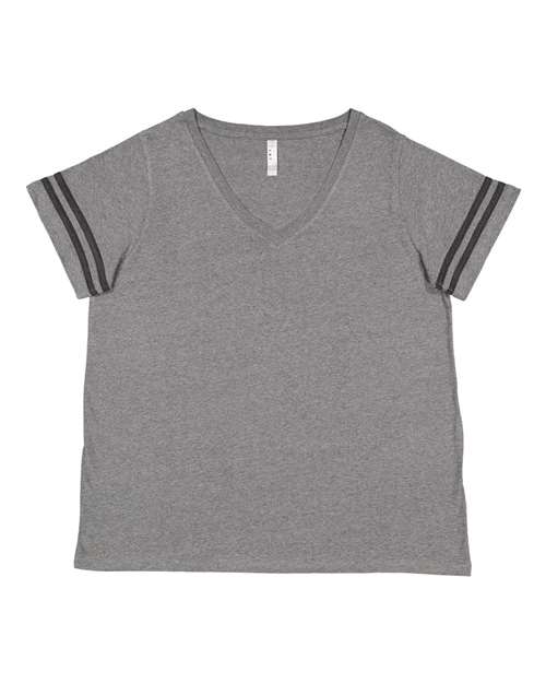 LAT 3837 Ladies' Curvy Football T-Shirt #color_GRN HTH/ VN SMK
