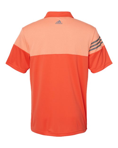 Adidas A213 Heathered 3-Stripes Colorblocked Polo #color_Blaze Orange/ Vista Grey