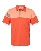 Adidas A213 Heathered 3-Stripes Colorblocked Polo #color_Blaze Orange/ Vista Grey