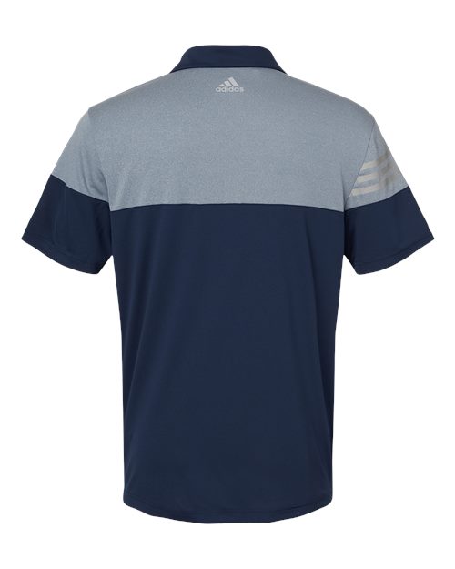 Adidas A213 Heathered 3-Stripes Colorblocked Polo #color_Collegiate Navy/ Mid Grey