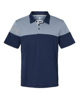Adidas A213 Heathered 3-Stripes Colorblocked Polo #color_Collegiate Navy/ Mid Grey