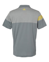 Adidas A213 Heathered 3-Stripes Colorblocked Polo #color_Vista Grey/ EQT Yellow