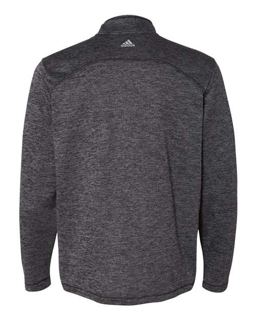 Adidas A284 Brushed Terry Heathered Quarter-Zip Pullover #color_Black Heather/ Mid Grey