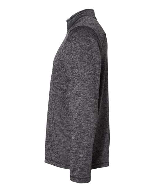Adidas A284 Brushed Terry Heathered Quarter-Zip Pullover #color_Black Heather/ Mid Grey