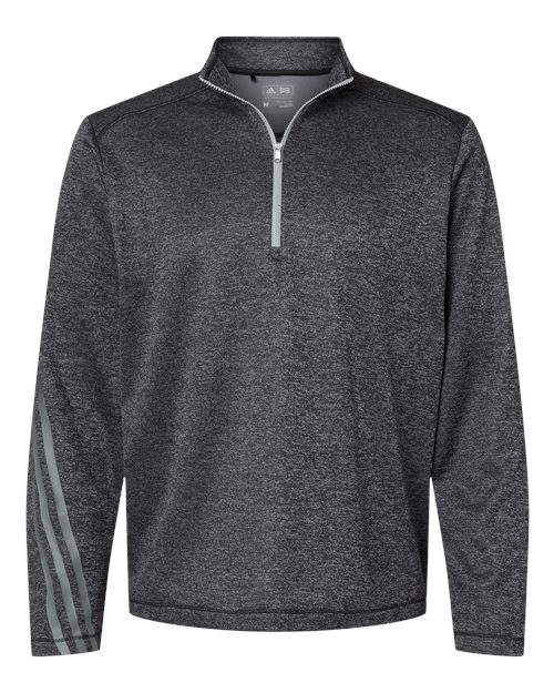 Adidas A284 Brushed Terry Heathered Quarter-Zip Pullover #color_Black Heather/ Mid Grey