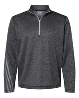 Adidas A284 Brushed Terry Heathered Quarter-Zip Pullover #color_Black Heather/ Mid Grey