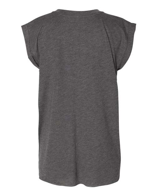 Bella + Canvas 8804 Ladies' Flowy Muscle T-Shirt with Rolled Cuff #color_DARK GRY HEATHER