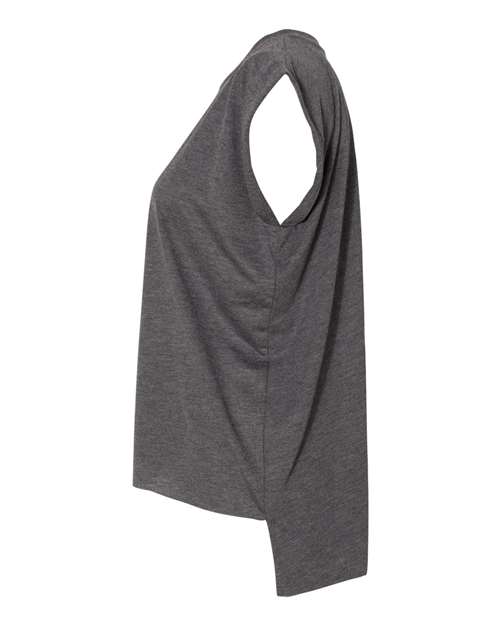 Bella + Canvas 8804 Ladies' Flowy Muscle T-Shirt with Rolled Cuff #color_DARK GRY HEATHER