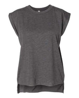 Bella + Canvas 8804 Ladies' Flowy Muscle T-Shirt with Rolled Cuff #color_DARK GRY HEATHER