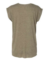 Bella + Canvas 8804 Ladies' Flowy Muscle T-Shirt with Rolled Cuff #color_HEATHER OLIVE