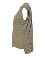 Bella + Canvas 8804 Ladies' Flowy Muscle T-Shirt with Rolled Cuff #color_HEATHER OLIVE