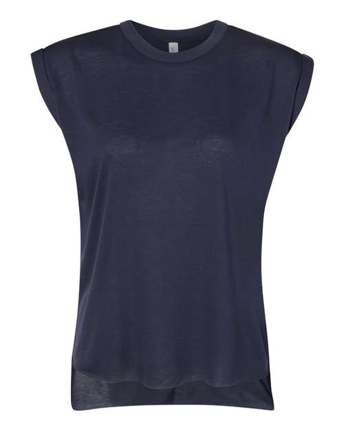 Bella + Canvas 8804 Ladies' Flowy Muscle T-Shirt with Rolled Cuff #color_MIDNIGHT