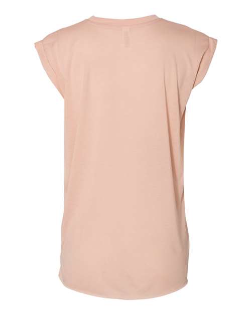 Bella + Canvas 8804 Ladies' Flowy Muscle T-Shirt with Rolled Cuff #color_PEACH
