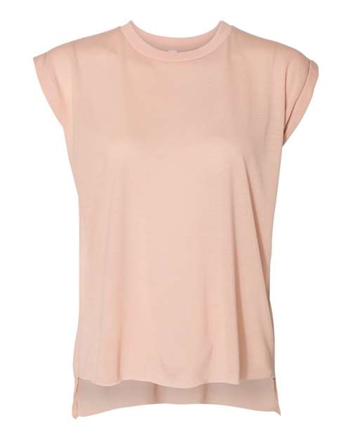 Bella + Canvas 8804 Ladies' Flowy Muscle T-Shirt with Rolled Cuff #color_PEACH