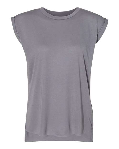 Bella + Canvas 8804 Ladies' Flowy Muscle T-Shirt with Rolled Cuff #color_STORM