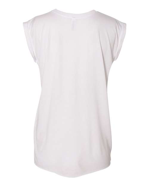 Bella + Canvas 8804 Ladies' Flowy Muscle T-Shirt with Rolled Cuff #color_WHITE