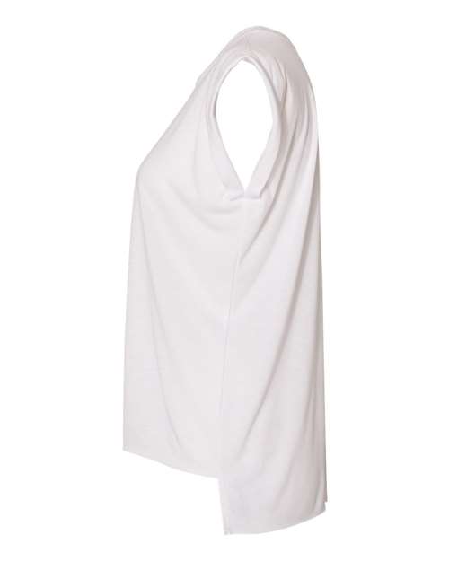 Bella + Canvas 8804 Ladies' Flowy Muscle T-Shirt with Rolled Cuff #color_WHITE