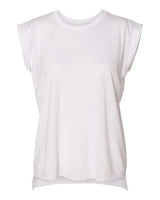 Bella + Canvas 8804 Ladies' Flowy Muscle T-Shirt with Rolled Cuff #color_WHITE