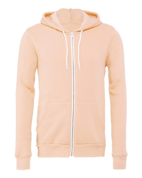 Bella + Canvas 3739 Unisex Poly-Cotton Fleece Full-Zip Hooded Sweatshirt #color_PEACH