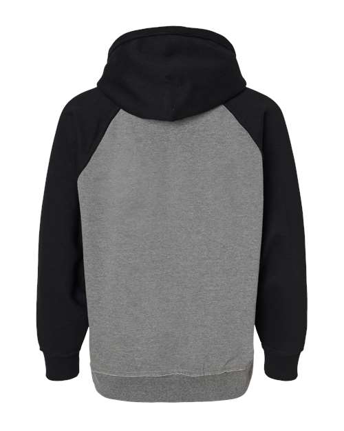 J America JA8885 Adult Vintage Heather Pullover Hooded Sweatshirt #color_SMOKE/ BLACK