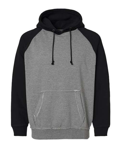J America JA8885 Adult Vintage Heather Pullover Hooded Sweatshirt #color_SMOKE/ BLACK