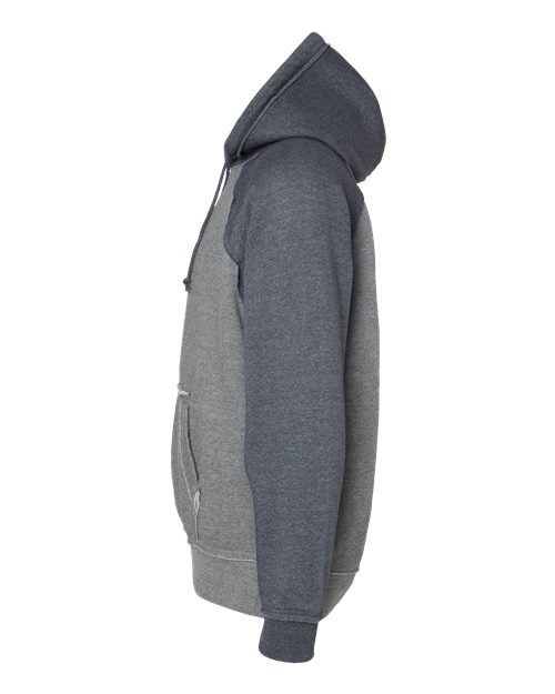 J America JA8885 Adult Vintage Heather Pullover Hooded Sweatshirt #color_SMOKE/ VIN NAVY