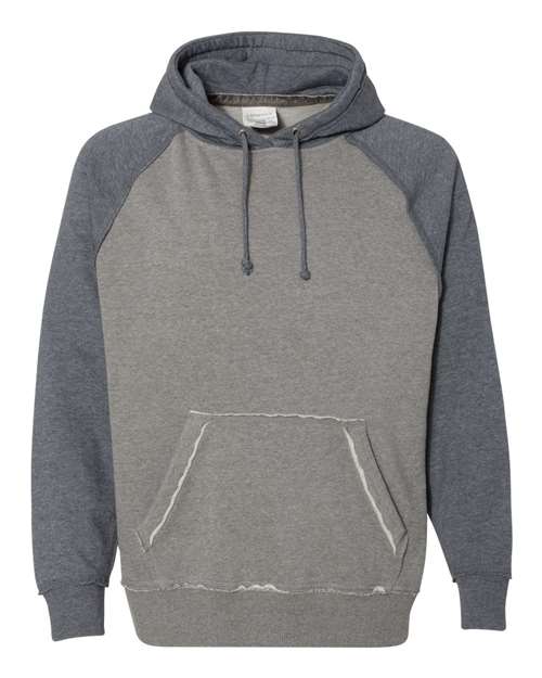 J America JA8885 Adult Vintage Heather Pullover Hooded Sweatshirt #color_SMOKE/ VIN NAVY