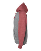J America JA8885 Adult Vintage Heather Pullover Hooded Sweatshirt #color_SMOKE/ SMPLY RED