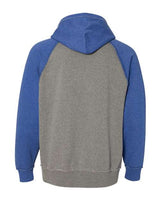 J America JA8885 Adult Vintage Heather Pullover Hooded Sweatshirt #color_SMOKE/ VIN ROYAL