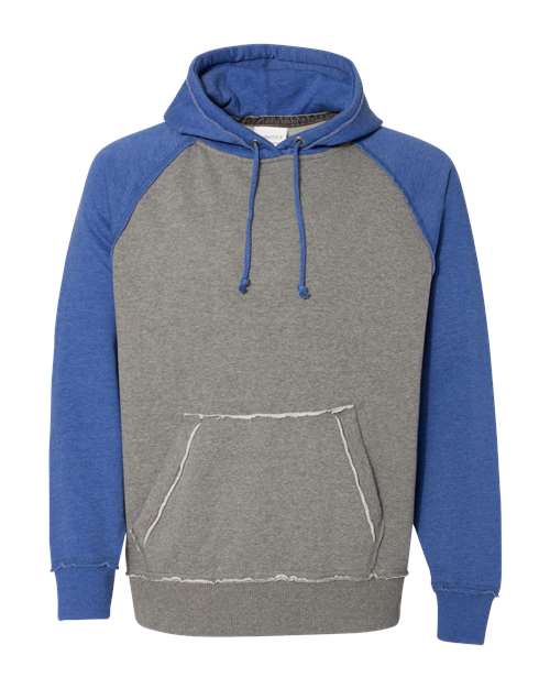 J America JA8885 Adult Vintage Heather Pullover Hooded Sweatshirt #color_SMOKE/ VIN ROYAL