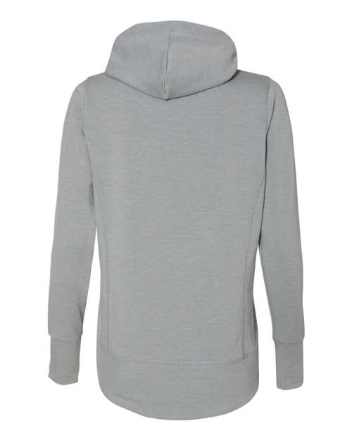 J America JA8431 Ladies' Omega Stretch Snap-Placket Hooded Sweatshirt #color_SILVER GRY TRBLN