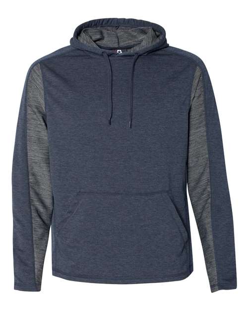 J America JA8435 Adult Omega Stretch Hooded Sweatshirt #color_NAVY TRIBLEND
