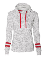 J America JA8674 Ladies' Melange Scuba Neck Sweatshirt #color_WHITE/ RED