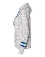J America JA8674 Ladies' Melange Scuba Neck Sweatshirt #color_WHITE/ ROYAL