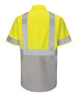 Red Kap SY24 Enhanced & Hi-Visibility Work Shirt #color_Fluorescent Yellow/ Green/ Grey