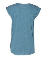 Bella + Canvas 8804 Ladies' Flowy Muscle T-Shirt with Rolled Cuff #color_HTHR DEEP TEAL