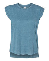 Bella + Canvas 8804 Ladies' Flowy Muscle T-Shirt with Rolled Cuff #color_HTHR DEEP TEAL