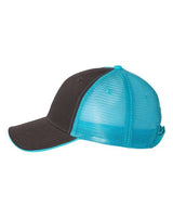 Valucap S102 Sandwich Trucker Cap #color_Charcoal/ Neon Blue