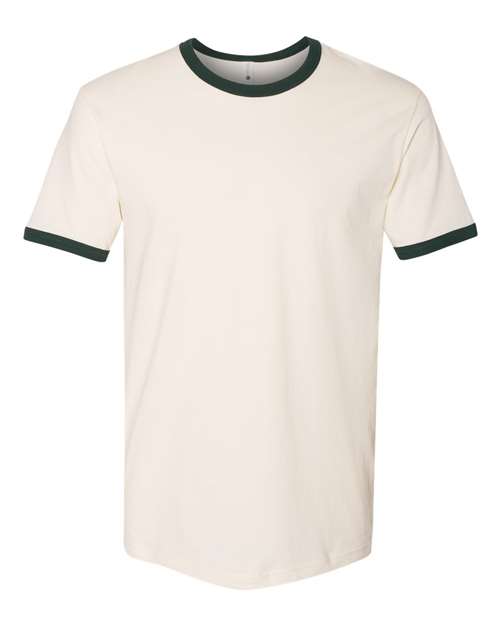 Next Level 3604 Unisex Ringer T-Shirt #color_NATURL/ FRST GRN